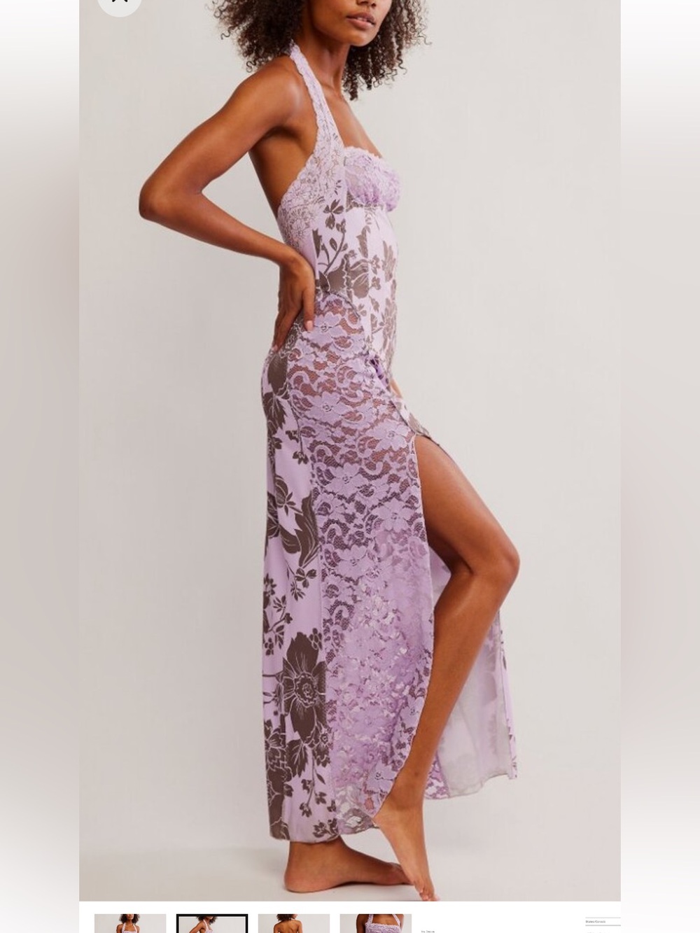 Free People Lavender Floral Lace Halter Slip Dress - Picture 2 of 5